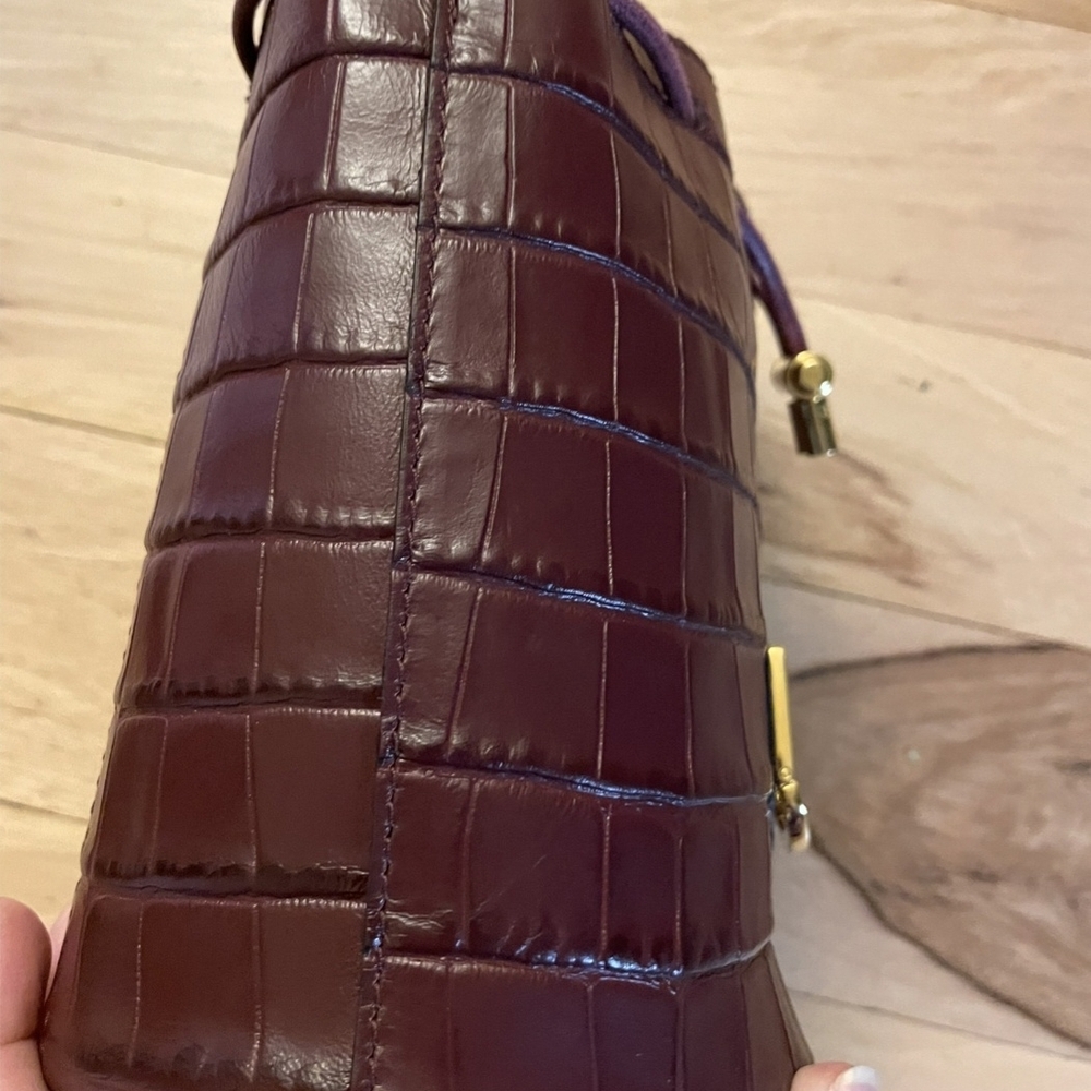 Furla Dark Red Croc-Embossed Shoulder Bag - Picture 7 of 11